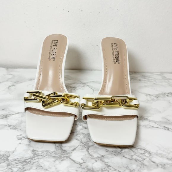 CAPE ROBBIN INTERMIX SEXY STILETTO GOLD HIGH HEELS FOR WOMEN SQUARE SIZE 8.5 NEW - Picture 4 of 5